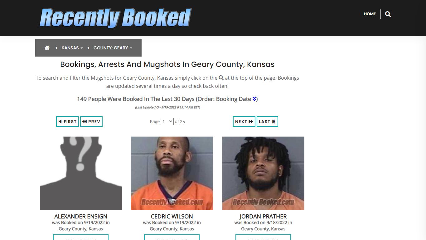 Recent bookings, Arrests, Mugshots in Geary County, Kansas