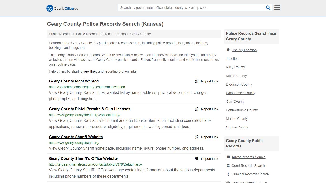 Police Records Search - Geary County, KS (Accidents & Arrest Records)